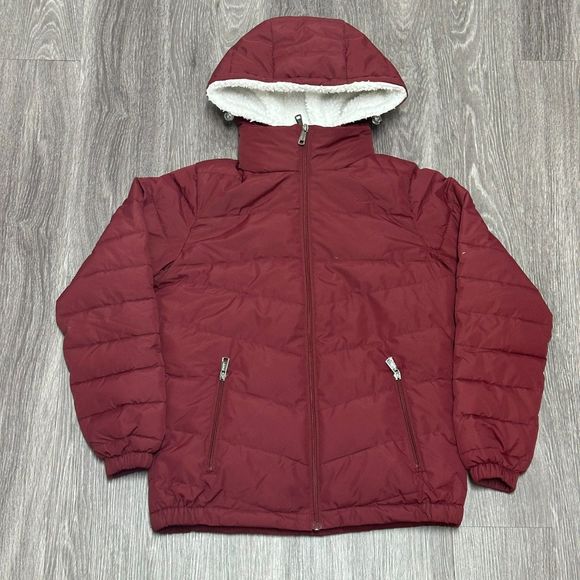 Wantdo Puffer Quilted Jacket Womens Small Red Sherpa Hood Lined Mock Double Zip - Picture 1 of 10
